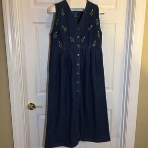 Jane Ashley Embroidered Denim Dress  PM
